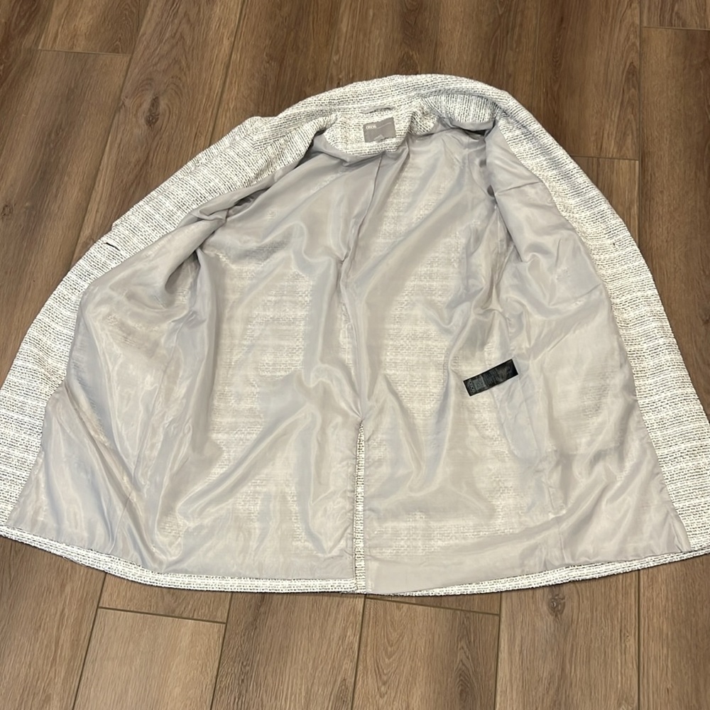 ASOS Long Tweed Blazer Jacket Pockets Size 6 White and Black Corpcore Work - Picture 9 of 16